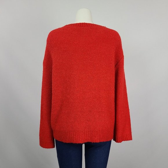 Grace & Lace Red Cotton Blend Knit Belle Sleeve Sweater Size S/M - Picture 7 of 14